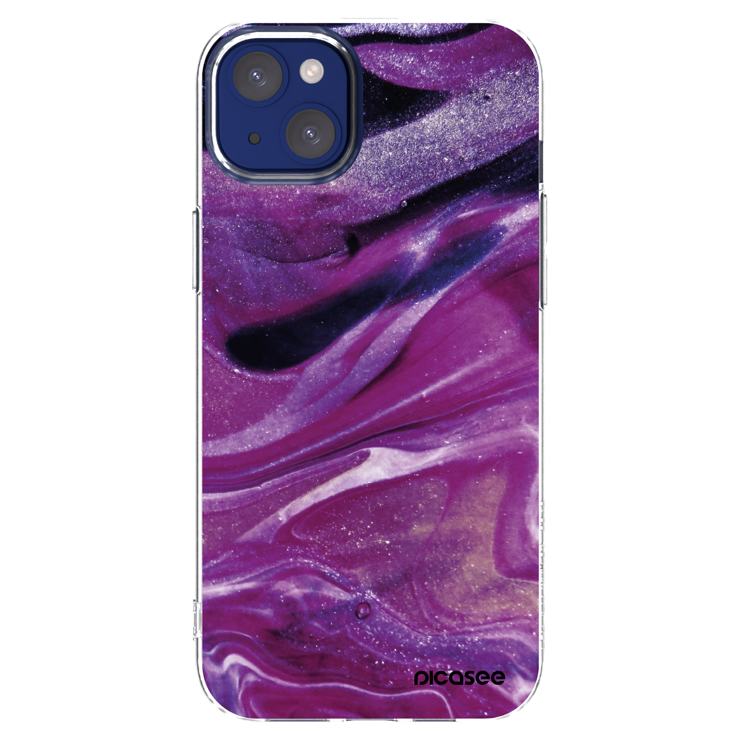 Picasee silikónový prehľadný obal pre Apple iPhone 14 Plus - Purple glitter