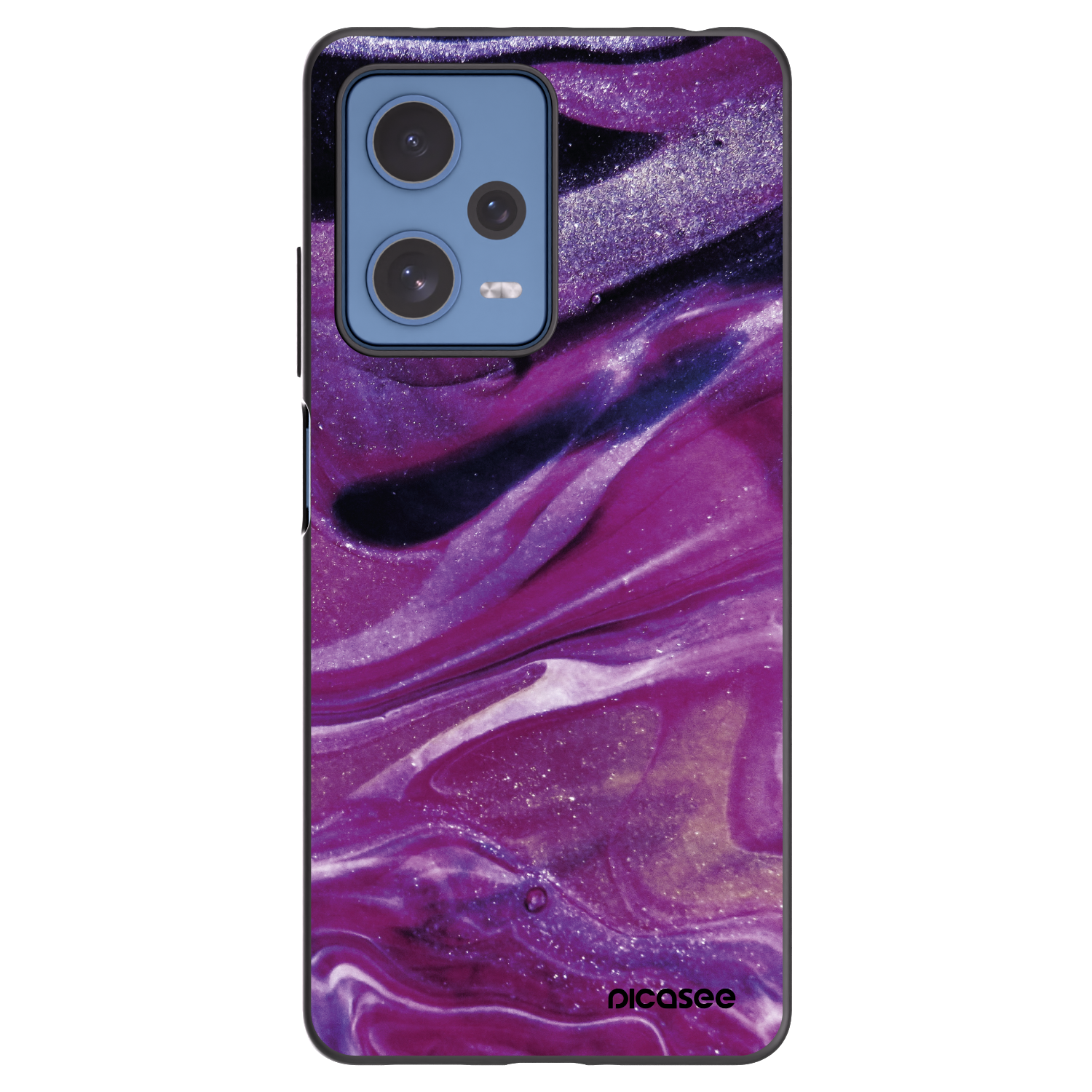 Picasee silikónový čierny obal pre Xiaomi Redmi Note 12 Pro 5G - Purple glitter