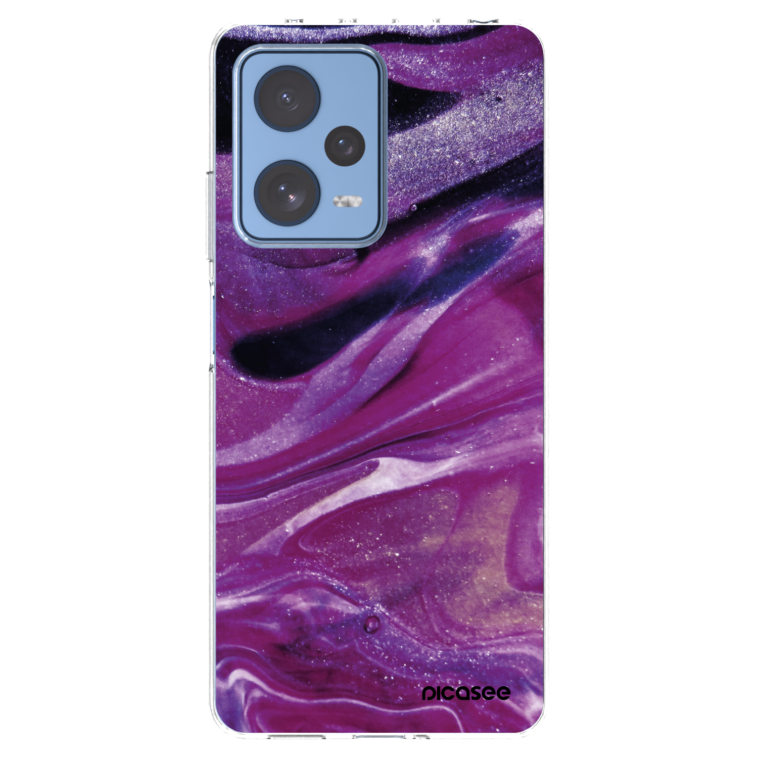 Picasee silikónový prehľadný obal pre Xiaomi Redmi Note 12 Pro 5G - Purple glitter
