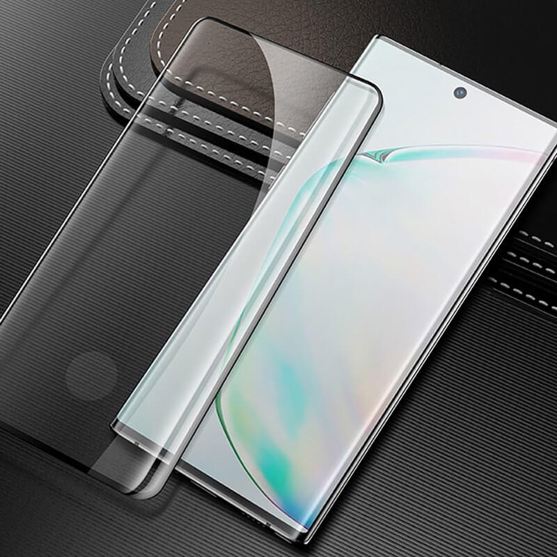 3x Picasee 3D zahnuté ochranné sklo pre Samsung Galaxy Note 10+ N975F - čierne - 2+1 zdarma