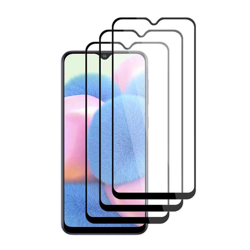3x Picasee 3D ochranné tvrdené sklo s rámčekom pre Samsung Galaxy A30s A307F - čierné - 2+1 zdarma