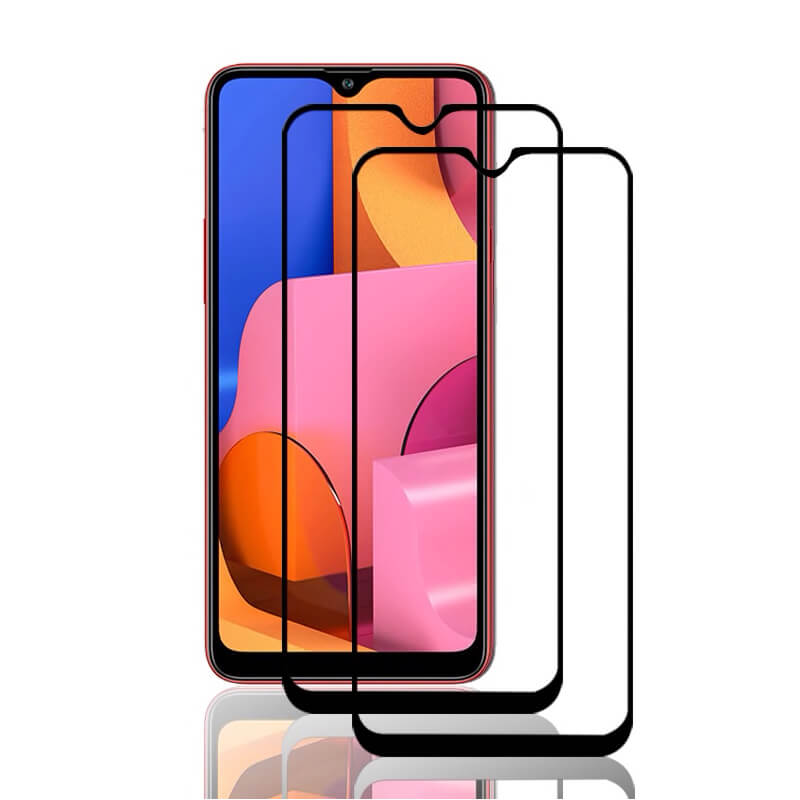 3x Picasee 3D ochranné tvrdené sklo s rámčekom pre Samsung Galaxy A20s - čierné - 2+1 zdarma