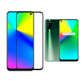 3x Picasee 3D ochranné tvrdené sklo s rámčekom pre Realme 7i - čierné - 2+1 zdarma