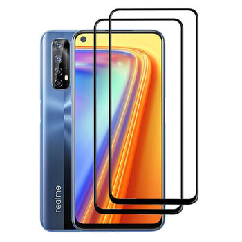 3x Picasee 3D ochranné tvrdené sklo s rámčekom pre Realme 7 - čierné - 2+1 zdarma