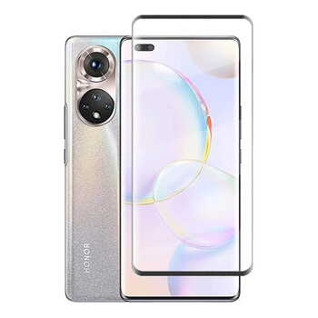 3x Picasee 3D zahnuté ochranné sklo pre Honor 50 5G - čierne - 2+1 zdarma