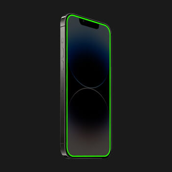 Picasee Ochranné tvrdené sklo so svietiacim rámčekom pre Apple iPhone 12 Pro - Zelená