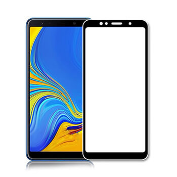3x Picasee 3D ochranné tvrdené sklo s rámčekom pre Samsung Galaxy A7 2018 A750F - čierné - 2+1 zdarma