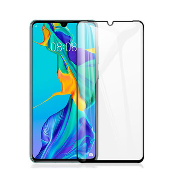 3x Picasee 3D ochranné tvrdené sklo s rámčekom pre Huawei P30 - čierné - 2+1 zdarma