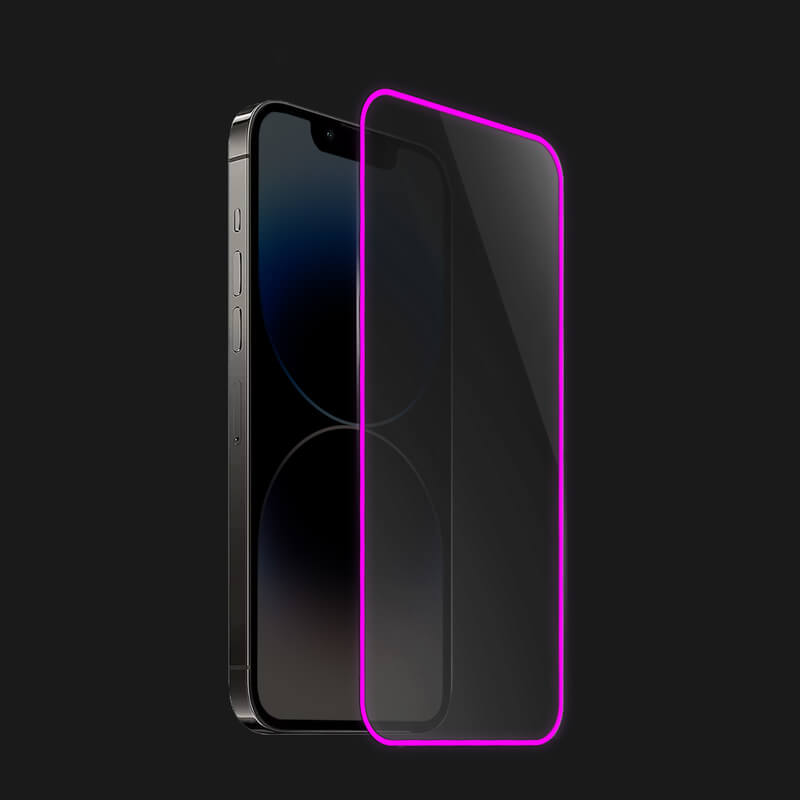 Picasee Ochranné tvrdené sklo so svietiacim rámčekom pre Apple iPhone 12 - Ružová