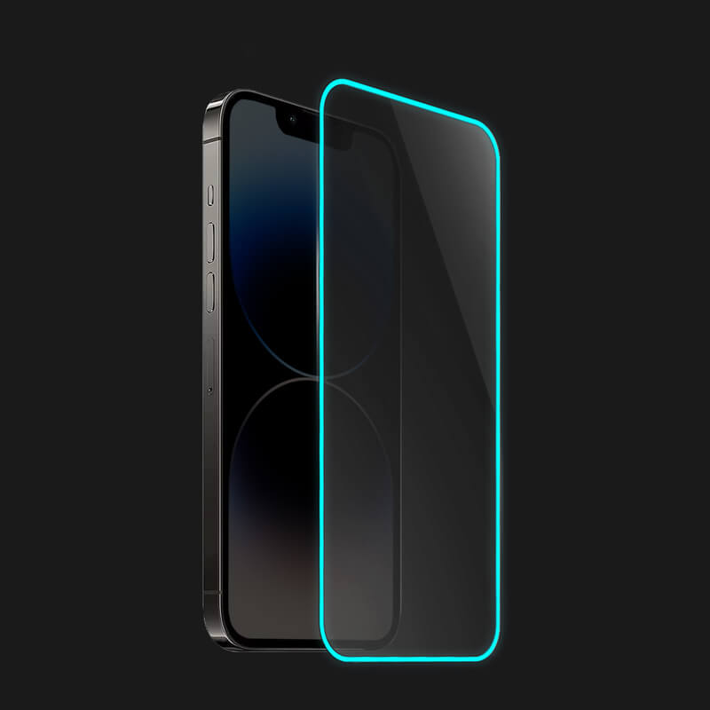 Picasee Ochranné tvrdené sklo so svietiacim rámčekom pre Apple iPhone 16 Pro - Modrá