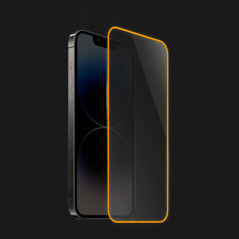 Picasee Ochranné tvrdené sklo so svietiacim rámčekom pre Apple iPhone 16 Pro - Oranžová