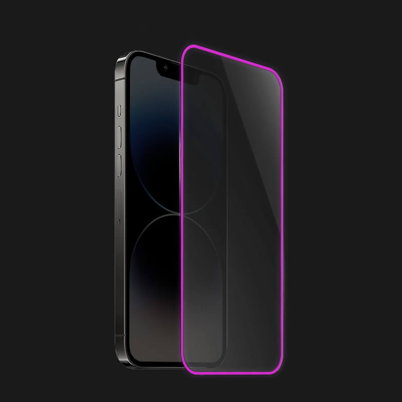 Picasee Ochranné tvrdené sklo so svietiacim rámčekom pre Apple iPhone 16 Pro - Ružová