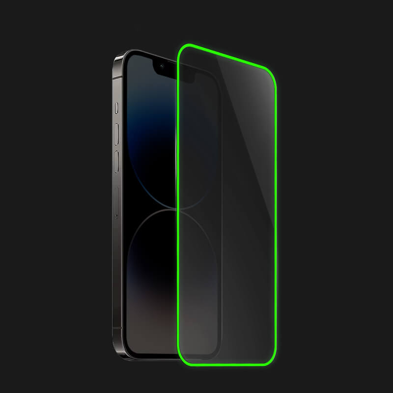 Picasee Ochranné tvrdené sklo so svietiacim rámčekom pre Apple iPhone 16 Pro - Zelená